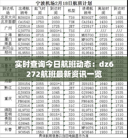 实时查询今日航班动态：dz6272航班最新资讯一览