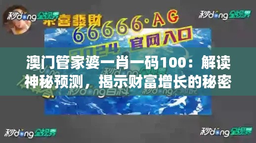 澳门管家婆一肖一码100：解读神秘预测，揭示财富增长的秘密法则