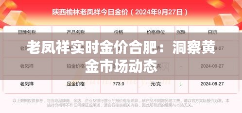 老凤祥实时金价合肥：洞察黄金市场动态