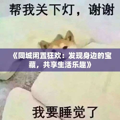 《同城闲置狂欢：发现身边的宝藏，共享生活乐趣》