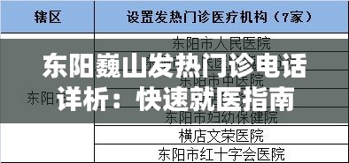 东阳巍山发热门诊电话详析：快速就医指南