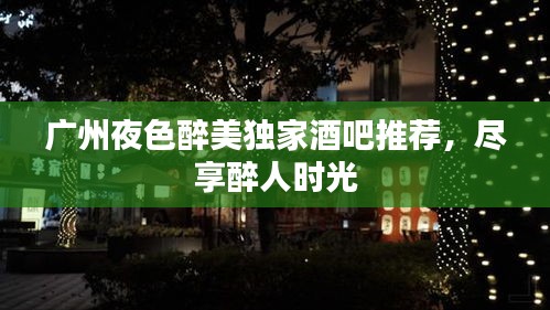 广州夜色醉美独家酒吧推荐，尽享醉人时光