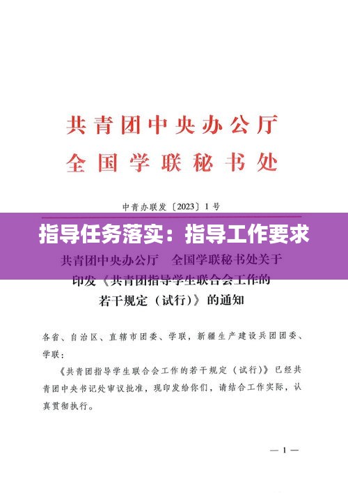 指导任务落实：指导工作要求 