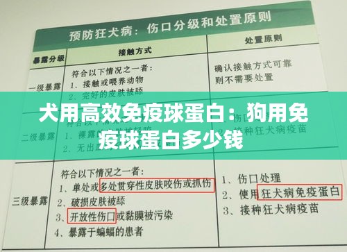 犬用高效免疫球蛋白：狗用免疫球蛋白多少钱 