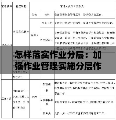 怎样落实作业分层：加强作业管理实施分层作业实施方案 