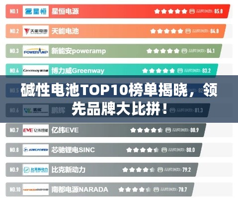 碱性电池TOP10榜单揭晓，领先品牌大比拼！