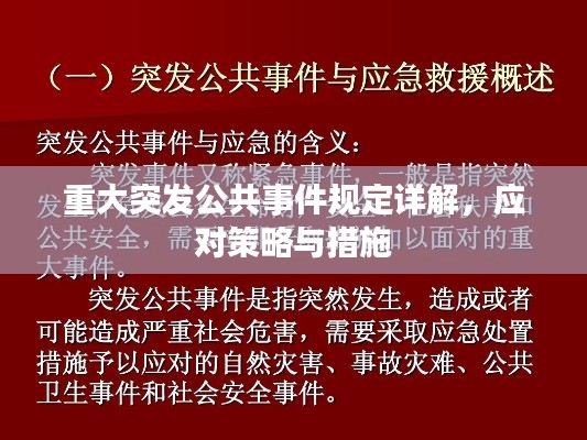 重大突发公共事件规定详解，应对策略与措施