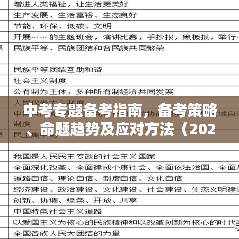 中考专题备考指南，备考策略、命题趋势及应对方法（2020版）