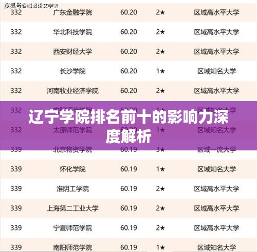 辽宁学院排名前十的影响力深度解析